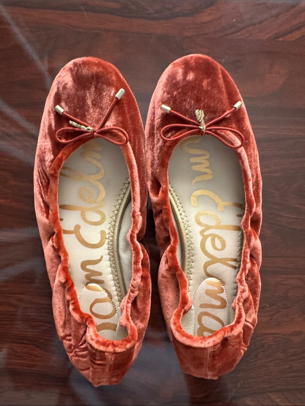 Sam Edelman Velvet Ballet Flats in Burnt Orange